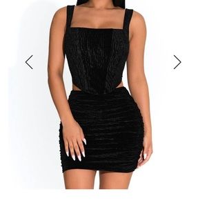 naked wardrobe black velvet bustier top